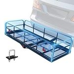 VEVOR Hitch Cargo Carrier, 60" x 24" x 14" Folding Trailer Hitch Mounted Steel Cargo Basket, 400lbs Loading Capacity Luggage Carrier Rack with Stabilizer, Fits 2" Hitch Receiver for SUV Truck Pickup