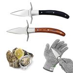 Oyster Shucker,Oyster Knife,2 Shucking Knife with Premium Quality Wood-Handle with 5-Leve Protection Food Grade Oyster Shucking Knife Gloves (L),Oyster Shucker Set