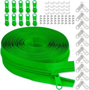 YZSFIRM 10 Yards #5 Fluorescent Green Nylon Coil Zipper Tape by The Yard