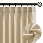 Topfinel Natural Linen Pinch Pleated Curtains 84 Inch Length 2 Panels for Bedroom,Textured Linen Farmhouse Boho Semi Sheer Window Curtain Back Tab Pinch Pleat Drapes with Hooks 84 Inches Long