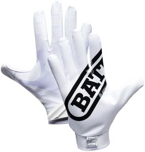 Battle Sports Double Threat Wide Receiver - Adult and Youth Football Gloves - Ultra Stick Gloves - Adult Medium, White