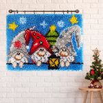 TmppDeco Christmas Gnome Latch Hook Kits for Adults Kids - DIY Latch Hook Rug Making Kits for Beginners (Christmas, 52 x 38cm)