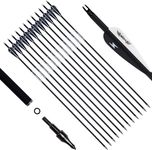 biubiusot 12Pcs 30 inch Archery Carbon Arrows Spine 500 Hunting Replaceable Broadhead for Recurve Bow Compound Bow Outdoor Target Practice Sports Game (black)
