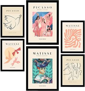 Nacnic Lot de 6 affiches Picasso et Matisse. Corps. Estampes de fauvisme et de surréalisme pour l'aménagement intérieur et la décoration. A3 et A4, sans cadres.