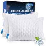 Cooling Side Sleeper Pillow for Neck and Shoulder, Luxury Shredded Memory Foam Curved Bed Pillows for Sleeping Set of 2- Adjustable Queen Size- Washable Cover Original White