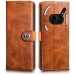 WOW IMAGINE Shock Proof Flip Cover Back Case for Nothing Phone 2a | Nothing Phone 2a Plus (Designer Magnetic Button Flip Case | Inbuilt Wallet Pockets & Stand | Leather Finish | Alder Brown)