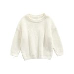 L&ieserram Baby Girl Boy Knitted Jumper Sweater Newborn Kids Long Sleeve Knitwear Toddler Casual Top Clothes Children's Pullover Outfit Autumn Winter 0-5 Years (White, 0-3 Months)