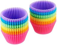 Amazon Basics Round Reusable Silicone Baking Cups, Pack of 24 (Oven-safe up to 220 degrees Celsius), Multicolor