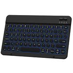 HUOBAO Wireless Bluetooth Keyboard, Multi-Device Connection Backlit Keyboard for iPad, Mac, iPhone, Android, Windows, Non-slip, Rechargeable Mini Keyboard, QWERTY UK Layout - Black