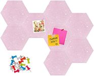 MISIXILE Felt Pin Board Hexagon Board Tiles Bulletin Board Memo Board with 20 Push Pins, Board Felt Wall Tiles for Photos Memos for Home Office Classroom Wall,8pcs-pink