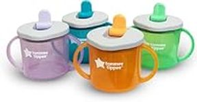 Tommee Tippee First Cup Sippy Cup for Babies with Flip-Up Free-Flow Spout and Easy Gip Handles, 4m+, 190ml, pack of 4, mixed colours