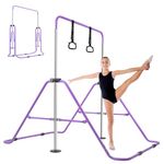 Gymnastic Bars, Folding Horizontal Bars with Rings, Adjustable Height Junior Training Bar Gymnastics Equipment for Home