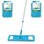 Homeshopa Microfibre Floor Cleaning Mop with Reusable Replacement Mop Pads, Washable Chenille Refill Pads, Stainless Steel Handle, Dry Wet Dust Mop for Hardwood,Laminate,Tile(Mop + 2 Replacement Pads)