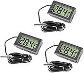 Inrigorous, 3 x Black Digital Steel Fridge Freezer Thermometer with Temperature Display Monitor