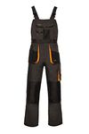 ART.MAS Work Bib and Brace Overalls, Multipockets, Knee Reinforcement With Pocket For Knee Pad, Durable Triple Stitched Seams (40/42-58EU, NO Knee Pads, Grey-Orange)