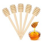 Wooden Honey Dipper for Jar Server Dispense Drizzle Jam Honey Spoon Sticks Wedding Party Favor (15 CM-5 Pcs)