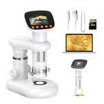 Handheld Digital Microscope D-MS1 with 2" IPS Screen - Take pictures & videos - Download to PC & Mac - 1000X Pocket Microscope for Kids/Adults with Stand 32G SD Card - Use Indoors&Outdoors (white)