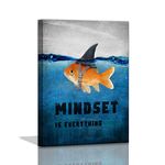 Office Wall Decor Inspirational Canvas Wall Art Positive Mindset is Everything Entrepreneur Quotes Poster Print Motivational Goldfish Picture Office Bedroom Wall Art Framed Ready to Hang 12x16inch