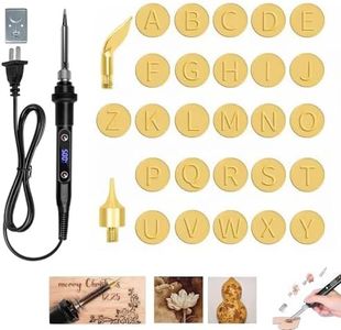 Wood Burning Kit with Letter Stamps, DIY Wood Burning Letters for Gifts, Home Décor, Leather, and Wedding Projects, Adjustable Pyrography Tool with Copper Alphabet Stamps Set (Set A-80W)