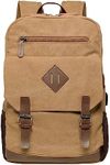 KAUKKO Canvas Leisure Backpack for Men and Women, Vintage Hiking Backpack with 14 Inch Laptop Compartment, brown, Rucksack Backpacks