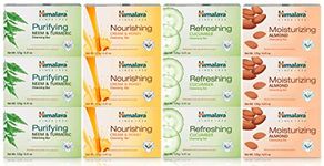 Himalaya Cleansing Bar, Soaps Variety Pack, Purifying Neem & Turmeric, Moisturizing Almond, Nourishing Cream & Honey, and Refreshing Cucumber, Dermatologically Tested, 125 g (4.41 oz), 12 Pack