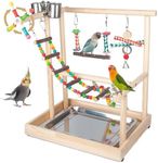 Small Bird Playground Parakeet, Bird Play Ground Parrots Table Top Parrot Stand Medium Quaker Parrot Perch Stand Cockatiel Perch Play Stand with Climb Ladders, Swing,Chewing Toys for Conure Cockatiel