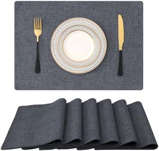 Homaxy Cloths Placemats for Dining Table Set of 6, Heat Resistant Washable Cotton Linen Blend Table Mats, Easy to Clean Non-Slip Place Mats, 13" x 19", Charcoal Gray