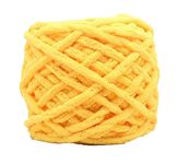 PRANSUNITA Super Thick Fluffy Jumbo Polyester Baby Blanket Chenille Yarn For Knitting,Crochet&Home Decor Projects,Afghans,Throw Pillows,Cushions&Blankets -100 Gms 6Mm Thickness Golden Yellow