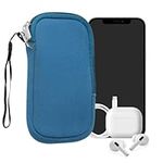 kwmobile Neoprene Phone Pouch Size L - 6.5" - Universal Cell Sleeve Mobile Bag with Zipper, Wrist Strap - Cornflower Blue