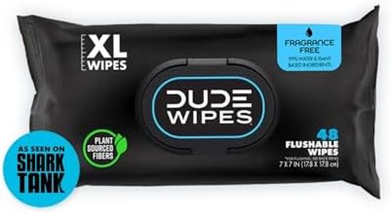 DUDE Wipes Flushable Wipes - 1 Pack, 48 Wipes - Unscented Extra-Large Wet Wipes with Vitamin-E & Aloe for at-Home Use - Septic and Sewer Safe