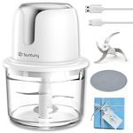 Food Processor Cordless, Small Wireless Chopper with 5-Cup Glass Bowl, 6000mAh Battery USB-C Rechargeable Electric Vegetable Chopper Meat Blender Kitchen Mixer for Garlic, Onion,Salad,Dad's Gift,White