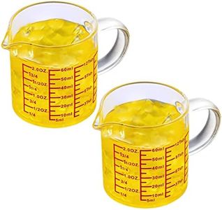 Ackers BORO3.3 Measure Glass -[Insulated handle | V-Shaped Spout]-Made of High Borosilicate Glass Measuring for Kitchen or Restaurant, Easy to Read, 60 ML (2 Oz) 丨(2 Pack)