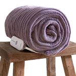 Gotcozy Electric Blanket Heated Throw 50''X60''- Ribbed Faux Fur Heated Blanket with 4 Heating Level & 3 Hour Auto Off Heating Blanket, ETL&FCC Certified Machine Washable(Violet)