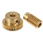 VILLCASE Brass Worm Gear Wheel 5mm Hole Gear Shaft 40 Teeth Worm Drive Gear Box Shaft Worm Gear Repairing Replacement Shaft Kits, 2pcs