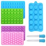 Alimat PluS Silicone Candy Moulds Sweet Moulds with 2 Droppers - Gummy Bear Moulds Ice Cube Trays 5 Pack 210 Gumdrops - Cute 3D Chocolate Moulds Variety Shapes