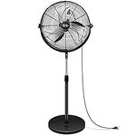 Simple Deluxe 20 Inch Pedestal Standing Fan, High Velocity, Heavy Duty Metal For Industrial, Commercial, Residential, Greenhouse Use, Black