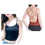 DAVINA FASHIONS Women's Cotton Blend Padded Wire Free Cami Bra (backless-010_Grey_Free Size, 26-34 Bust Size)