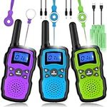 Wishouse Walkie Talkies for Kids Adult Long Range Rechargeable 3 Pack,Boy Wearable Walky Talky Set 2 Way Radio with USB Charger Battery,Camping Games Toy Birthday Xmas Gift for Girl Children Family