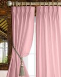 Villey Drapes Triple Pinch Pleated Blackout Curtains Thermal Insulated Room Darkening Curtains for Bedroom/Livingroom Pack of 1 Panels, Tiebacks, Hooks(Baby Pink, Custom)