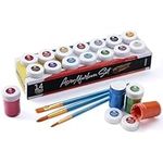 int!rend Acrylic Metallic Paint Set, 14 Waterproof Paint Colours 18 ml Each + 2 Round Brushes + 1 Flat Brush, Acrylic Paint for Paper, Wood, Clay, Stone for Painting and Crafts