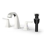 Bathroom Faucets, Chrome Bathroom Faucet for Sink 3 Hole - 2 Handles Bathroom Sink Faucet with Pop Up Drain Assembly and 2 Water Supply Lines Faucets for RV Bath Vanity