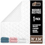 Gorilla Grip Washable Toddler Mattress Incontinence Pads, Reusable Waterproof Bed Underpads, Absorbent Leak Proof, 76x34 Slip Resistant Pad Protector Absorbs 13 Cups for Bedwetting Adults Elderly Kids