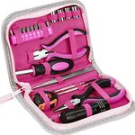 Household Hand Tools Pink Home Tool Kit Universal Lady's Tool Set Includes Bits Sockets Measuring Tape Cutting Pliers DIY Repair Tool for Home Office Bicycle 23 Pieces