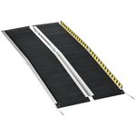 HOMCOM Wheelchair Ramp, 152L x 73Wcm, 272KG Capacity, Folding Aluminium Threshold Ramp with Non-Skid Surface, Transition Plates Above and Below for Home, Steps, Stairs, Curbs, Doorways