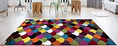 SHAZ HOME Classic Designers Extra Large Multicoloured Rugs Colourful Rugs for Bedroom Living Room Soft Thick Floor Mat Door Mat (Scales, 60x110 cm)