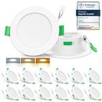 ALUSSO LIGHTING LED Recessed Ceiling Lights 7W Ultra Slim Dimmable Downlights IP44 Spotlights for Bathroom Kitchen, 3000K Warm White 4000K Neutral White 6500K Cool White Adjustable, Round White 12Pack