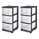 Sterilite 3 Drawer Cart Black Set of 2