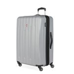 SwissGear Chrome Hardside Expandable Luggage with Spinner Wheels, Silver, Carry-On 19-Inch