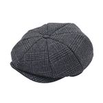 jerague Wool Newsboy Cap for Men Women - Classic Vintage Gatsby Lvy Cabbie Hat Flat Beret Cap Adjustable Size, Grey, Large-X-Large