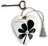 DEMDACO Best Friends White and Black 3.5 x 3.5 Resin and Metal Art Heart with Decorative Key